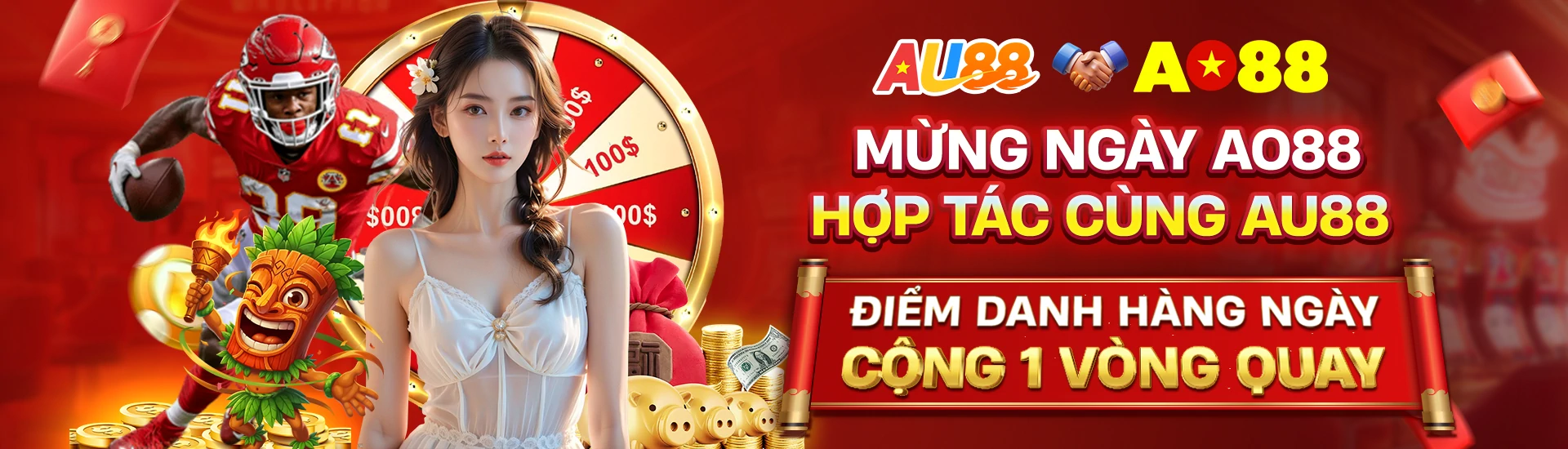 Mừng Ngày AO88 Hợp Tác Cùng AU88 - Điểm Danh Hàng Ngày Cộng 1 Vòng Quay